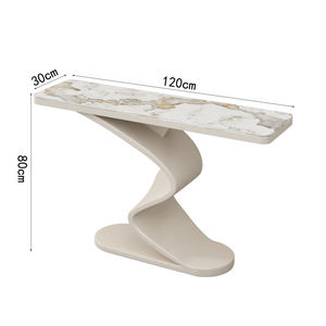 Tavolo <span class=keywords><strong>Console</strong></span> per Soggiorno dal Design Minimalista Italiano, Base Sottile Ondulata Scultorea con Piano in Pietra - Product Image 5
