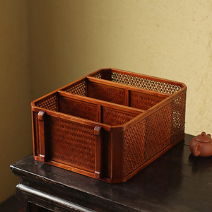 Estante de exhibición antiguo de bambú tejido y lacado, nuevo armario multiusos de estilo chino, accesorios para la ceremonia del té, caseta para té, té - Product Image 4
