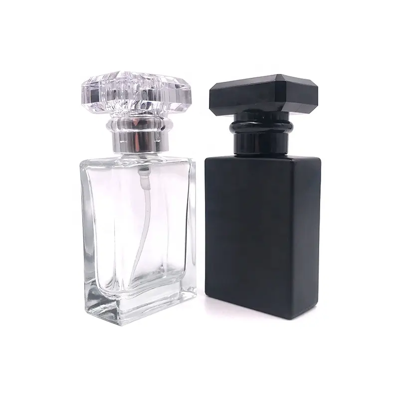 Lekvrije Navulbare Draagbare Clear 1Oz Verstuiver Transparant 30Ml Vierkante Mat Zwart Glas Parfum Spray Fles Met Schroef deksel