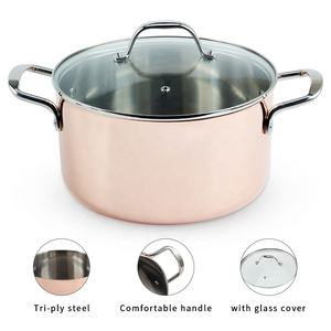 Casserole en acier inoxydable de qualité alimentaire, pot à ragoût à double anse épaissi pour la bouillie et le braisage - Product Image 4