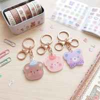Porte-clés en acrylique transparent double face imprimé UV personnalisé Kawaii, motif ours, léger, pour sac à dos