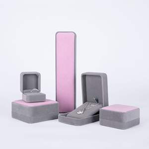 Nouvelle boîte à bijoux en velours avec logo personnalisé, vente en gros, boîte de rangement rectangulaire pour collier, emballage pour bijoux - Product Image 2