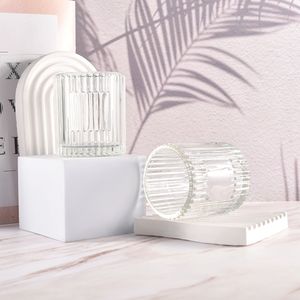 Nouveau produit 8oz 230ml délicat rayé carré étiquette espace résistant à la chaleur bougie pot pour la maison hôtel - Product Image 2