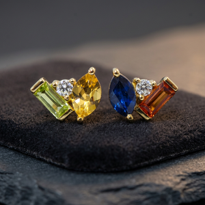 Pendientes de Plata de Ley S925 con Baño de Oro de 14K, Minimalistas, con Peridoto Natural, Citrino, Zafiro Azul y Circonita Cúbica, Personalizables para Venta al por Menor, OEM y ODM - Product Image 3