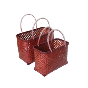 Handwoven <b>Bamboo</b> Market <b>Basket</b> with Handles Eco Friendly Shopping Tote for Grocery Picnic Gift and Daily Storage - Product Image 1
