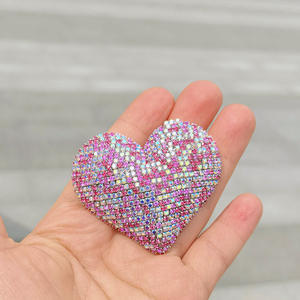 Diamant Ingelegde Liefdevolle Hart Metalen Diamanten Rommel Telefoon Hoesje Ipadcase Decoratie Charme Diy Sleutelhanger Ambachten - Product Image 5