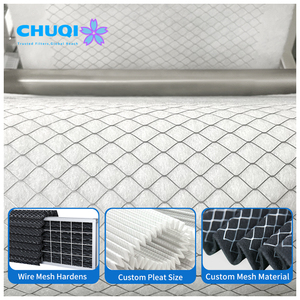 Xếp Li nhiều lớp trước bộ lọc không khí lưới phương tiện truyền thông cuộn nhiều lớp công nghiệp HVAC G3 <span class=keywords><strong>G4</strong></span> tiểu Bộ lọc không khí phương tiện truyền thông với lưới kim loại - Product Image 6