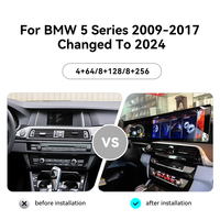 Radio mobil untuk BMW, Radio mobil 24.6 "seri 5 2009-2017 diubah ke 2024 Android 13 navigasi GPS layar ganda instrumen LCD layar besar