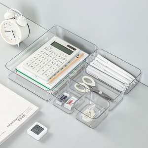 Office Organizer Drawer Divider Box Rectangle Solid Color No Lid Desktop Storage Box For Stationery Books Small Organizer - Product Image 2