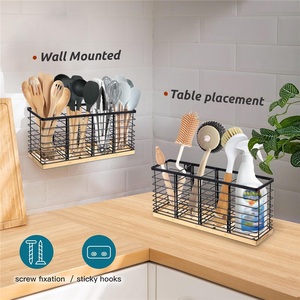 Four-grid Stainless Steel Waterproof Standing Towel <b>Storage</b> Rack <b>Kitchen</b> Towel Cage Household Towel Basket Multifunctional - Product Image 2