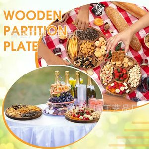 Wooden Partition Plate 5 Compartment <b>Snack</b> <b>Tray</b> For Party Serving <b>Trays</b> - Product Image 1