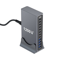 Cargador de Escritorio Multipuerto de 1200W, Estación de 12 Puertos, 8 Tipo-C, 4 USB-A, Servicio OEM para Distribuidores Globales de Electrónica