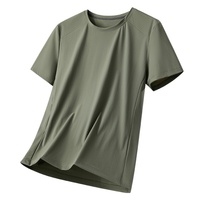 T-shirt d'été en maille de nylon à manches courtes pour homme, séchage rapide, respirant, anti-plis, haute élasticité, couleur unie, col rond décontracté