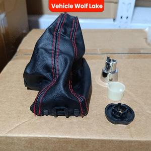 ฝาครอบหัวเกียร์รถยนต์วูล์ฟเลคสำหรับฟอร์ด มอนเดโอหนังสีดำแบบซักได้พร้อมตะเข็บสีแดง - Product Image 5