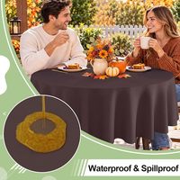 Nappe ronde marron de 84 pouces, housse de table jetable imperméable pour événements rustiques à louer