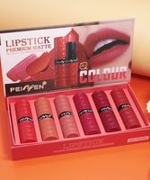 Ensemble de rouges à lèvres mats de haute qualité en gros avec boîte, 6 pièces, collection de couleurs de lèvres longue durée et imperméables pour les marques de beauté