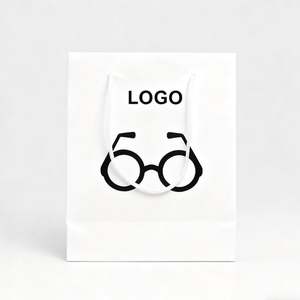 Sacs de shopping en papier blanc en gros avec logo personnalisé et poignée - Product Image 1