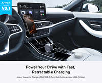Chargeur de voiture Anker Nano 75W avec port USB-C intégré et câble USB-C rétractable, chargeur de voiture double appareil avec alimentation Power Delivery