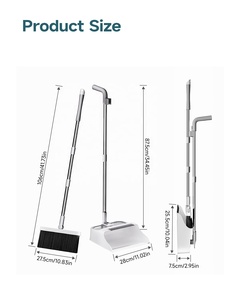Realida軽量ステンレス鋼ダストパンセットほうき付きソフトPET剛毛家庭用キッチン用直立スタンド - Product Image 6
