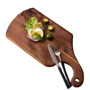 En Bois Naturel populaire OEM BARBECUE Viande Steak Servir Coupe Plaques Plat Plateau de Restaurant En Bois Massif Acacia Vieux Bois Planche À Découper