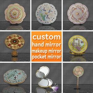 Factory Custom Portable Cosmetic Metal Folding Mirror Creative Handheld Design for Tourist Souvenirs Promotional Mirrors