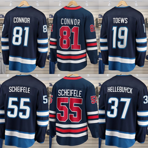 เสื้อฮอกกี้น้ำแข็ง Hellebuyck สำหรับผู้ชาย สีกรมท่า 37 ลายทวิลพิมพ์ลาย แขนยาว คอกลม ทรงปกติ เสื้อผ้าสำหรับผู้ใหญ่ - Product Image 3