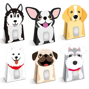 Dekorasyon köpek parti malzemeleri köpek parti iyilik kutuları çocuklar doğum günü katlanabilir hediye kutuları çerezler için tedavi