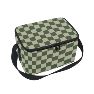 Sac isotherme réutilisable personnalisé pour le déjeuner, idéal pour le bureau, les sorties et les pique-niques, motif écossais vert, pour femmes et hommes - Product Image 2