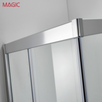 Cabine de douche à cadre en aluminium, porte coulissante en verre trempé, poulie en acier inoxydable, style moderne minimaliste européen pour salle de bain