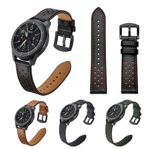 20mm 22mm Trous bruns noirs Bracelet de montre en cuir véritable pour Samsung <span class=keywords><strong>Galaxy</strong></span> <span class=keywords><strong>Watch</strong></span> <span class=keywords><strong>42mm</strong></span> 46mm - Product Image 5