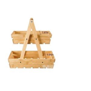 Cesta de madera para frutas, verduras y pan, organizador de doble capa, estante de almacenamiento de madera para frutas, aperitivos y artículos diversos - Product Image 5