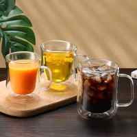 Gobelet à double paroi personnalisé, tasse à boire en verre borosilicate transparent à double couche, résistant à la chaleur, avec poignée