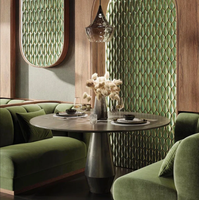 Meubles de café modernes en bois demi-circulaires, canapé, banquette, table et chaise pour restaurant