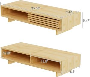 Bambu tek monitör yükseltici standı ile çekmece çift dizüstü bilgisayar masası ve depolama organizatör ahşap ofis aksesuarları ev kullanımı için - Product Image 2