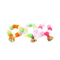 Collier pour chat de Noël avec pendentif boule de fourrure et clochette élastique, style japonais et coréen, motif color block, mignon