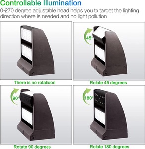 Lámpara de Pared LED Giratoria de Aluminio y Policarbonato de 80W-120W, 5000K, 16,200 Lúmenes, Cabezal Ajustable, Impermeable, CRI 80, 5 Años de Garantía, CA - Product Image 3