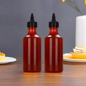 Tùy Chỉnh 8Oz 255Ml Nước Sốt Cà Chua Chai Thực Phẩm Cấp Hot Chili Sriracha Chai Pet Bóp Chai Nhựa