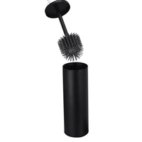 Produit de nettoyage de salle de bain Brosse de toilette en acier inoxydable à long manche avec tête de brosse en silicone