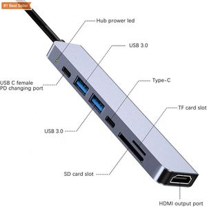 Jumon İşlevli Dock 4K USB kart okuyucu USB 3.0 USB C Ethernet yerleştirme <span class=keywords><strong>Thunderbolt</strong></span> Dock <span class=keywords><strong>Hub</strong></span> 7 In <span class=keywords><strong>1</strong></span> USB tip C - Product Image 6