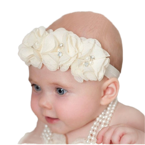 Nuovo Prodotto: Fascia per Capelli Elastica Unisex per Bambini con Motivo a Tinta Unita e Perline in Chiffon Triplo, Accessori per Capelli in Nylon per Bambine - Product Image 4