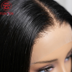 Perruque Chic Courte et Droite Type <span class=keywords><strong>Bob</strong></span> avec Dentelle Transparente Sans Colle Cheveux Humains Vierge Remy Noir Naturel Densité 150% - Product Image 6