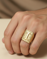 Bague carrée géométrique rétro en laiton plaqué or 14/18 carats ZH Luxury, avec 26 lettres, pour hommes et femmes, accessoires de mode hip-hop pour fêtes