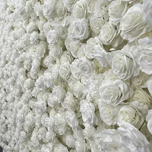 Flower Wedding Event Floral 5D/8D Artificial Silk White Rose Flower Wall Wedding Home Party Decoration Stage Backdrop