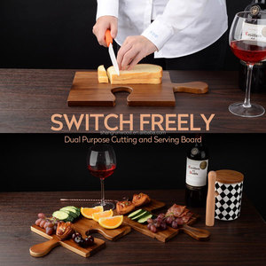 Thớt gỗ thiết lập của gỗ keo lớn charcuterie thớt đặt với câu đố xử lý thớt - Product Image 2