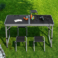 Table de camping pliable en aluminium portable avec pieds réglables, légère, pour pique-nique et barbecue en extérieur