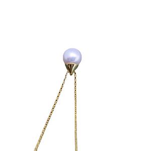 8-9mm Freshwater Round Pearl Necklace with Strong <b>Light</b> Almost Flawless G18K Gold <b>Pendant</b> S925 Silver and <b>Three</b> Zircon Pieces - Product Image 5