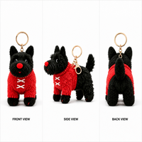 Porte-clés chien en peluche Zaves à bas prix, personnalisé, écologique, durable, avec pull rouge douillet, pendentif chiot en peluche fiable pour sac à dos