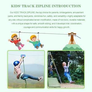 Tirolesa para Niños con Freno de Seguridad, Tirolesa <span class=keywords><strong>Infantil</strong></span> para Exteriores con Asiento Ergonómico para <span class=keywords><strong>Jardín</strong></span> o Patio Trasero - Product Image 3