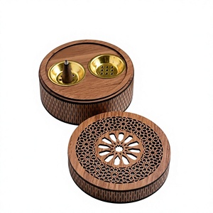 Quemador de Incienso de Madera Estilo Árabe, Difusor Aromático Hecho a Mano, Decoración de Mesa, Porta Bakhoor - Product Image 1