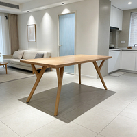 Table à manger moderne de luxe en bois de frêne minimaliste nordique, 6 places, rectangulaire, pour la maison et l'hôtel